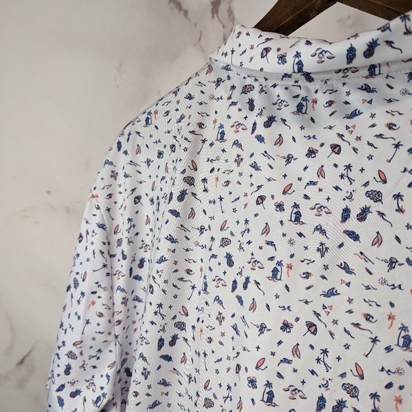 Jack Nicklaus Shirt Mens Large Polo White Pattern Short Sleeve Eco Choice Palm - Picture 8 of 11